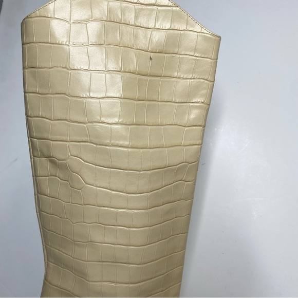 Schutz Maryana Eggshell Crocodile Embossed Leather Tall Heeled Boot 11B - Picture 9 of 16